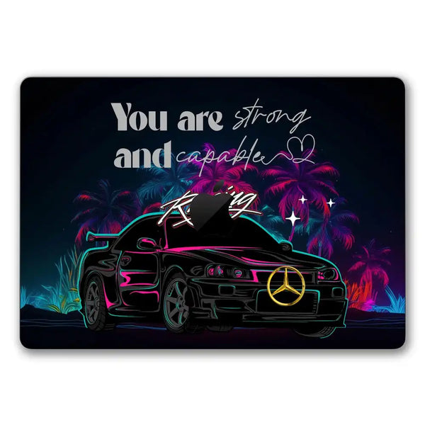 MacBook Laptop Skin - You are Strong and Capable Racing Neon Car