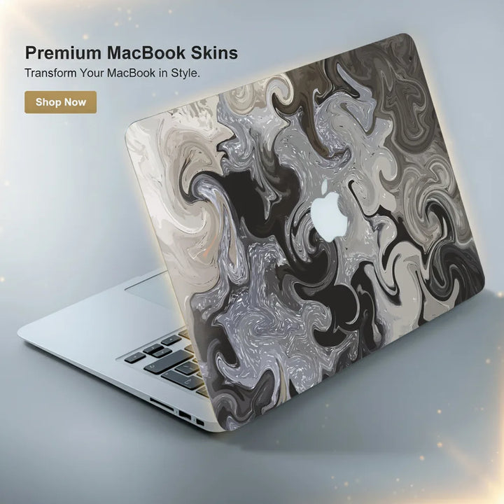 MacBook Laptop Skin - Abstract Monochrome Black White Marble