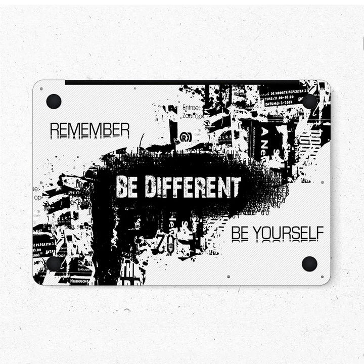 MacBook Laptop Skin - Abstract Black and White Be Different Grunge
