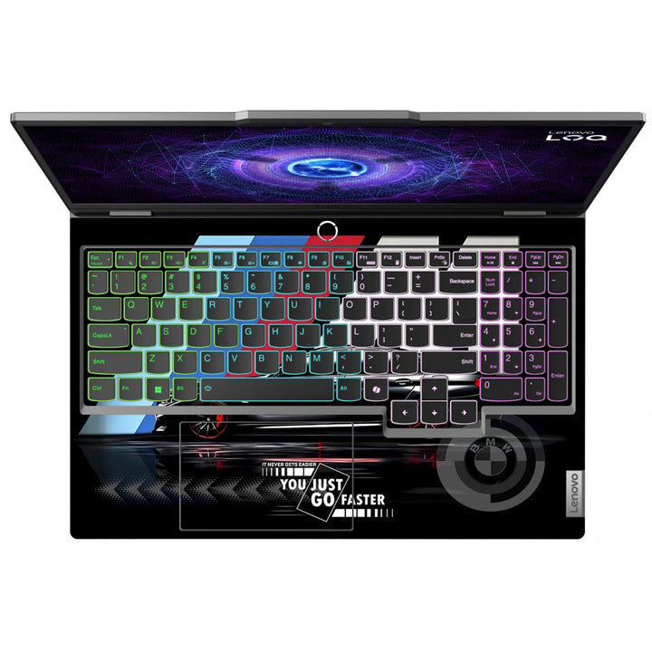 3M Material Textured Embossed Laptop Skin - BMW Black M Stripe Speed Sedan