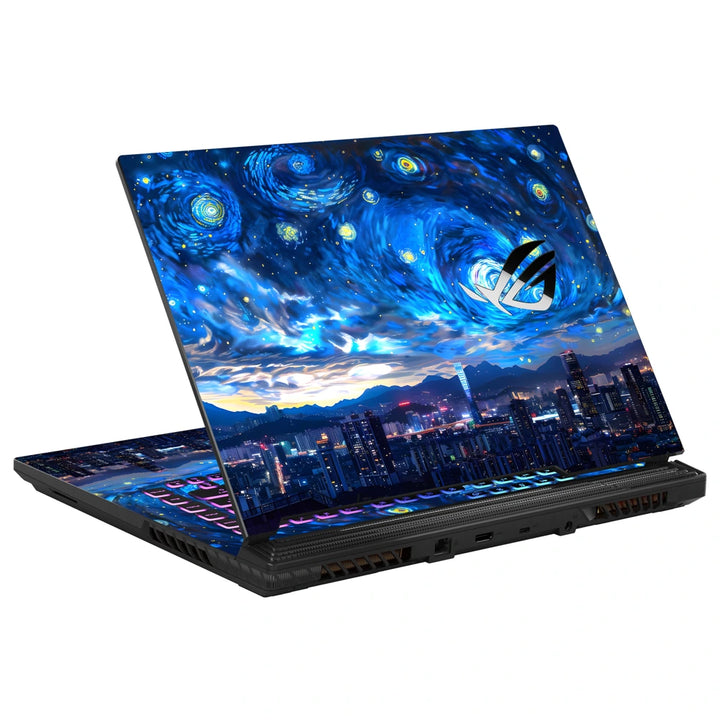 3M Material Textured Embossed Laptop Skin - Starry Night Vincent Van Gogh Cityscape