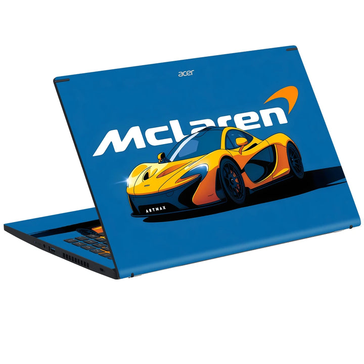 3M Material Textured Embossed Laptop Skin - Mclaren F1 Orange Racecar Vector