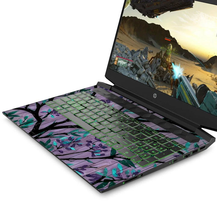 3D Embossed Laptop Skin - Purple Floral Branch Art