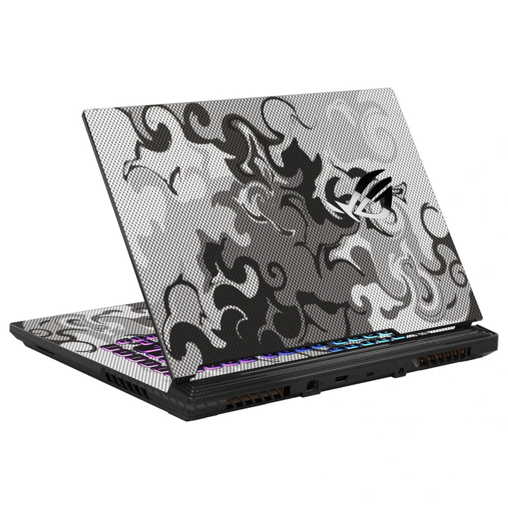 3M Material Textured Embossed Laptop Skin - Abstract Black White Marble Halftone