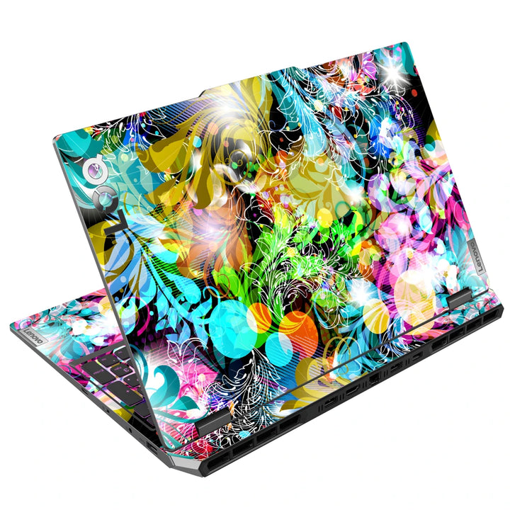 3M Material Textured Embossed Laptop Skin - Colorful Floral Bokeh Abstract