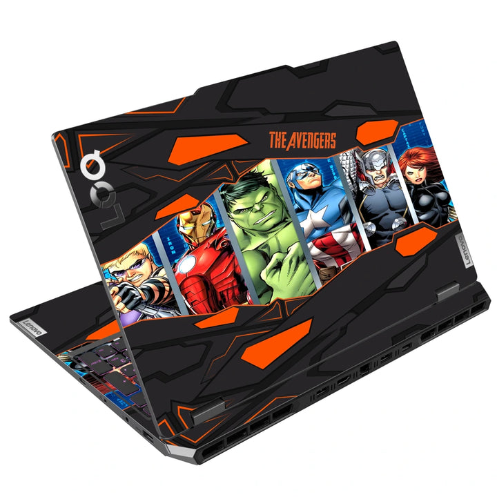 3M Material Textured Embossed Laptop Skin - The Avengers Black and Orange Panel Collage
