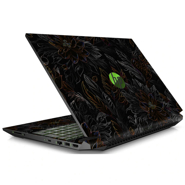 3M Material Textured Embossed Laptop Skin - Gothic Dark Floral Botanical Pattern