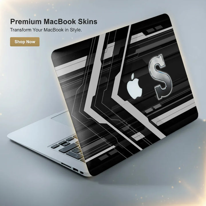 MacBook Laptop Skin - Abstract Grey Racing Arrow Stripes