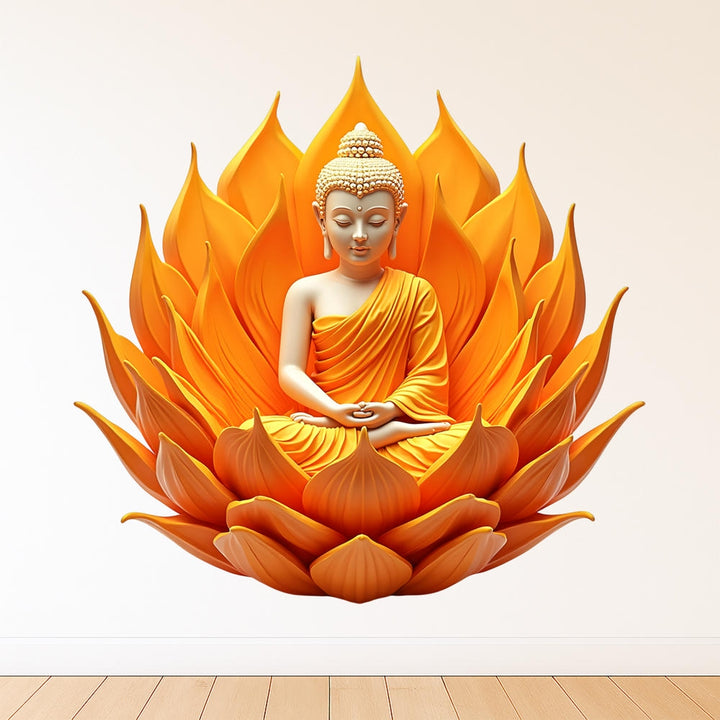 Wall Decal - Sitting Buddha Lotus Art