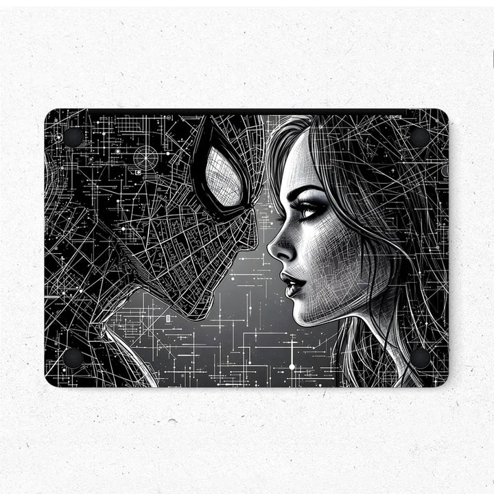MacBook Laptop Skin - Spider-Man Kiss Black and White Sketch