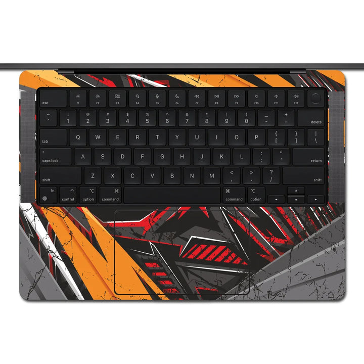 MacBook Laptop Skin - Abstract Red Orange Cyberpunk Grid