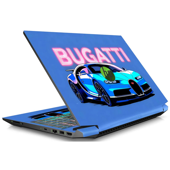 3M Material Textured Embossed Laptop Skin - Bugatti Chiron Hypercar Blue