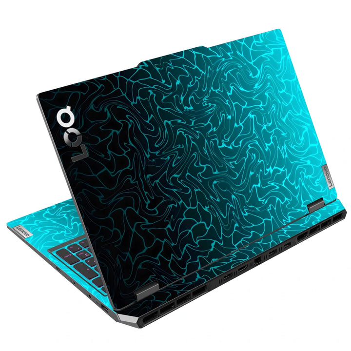 3M Material Textured Embossed Laptop Skin - Abstract Teal Blue Geometric Dot Grid