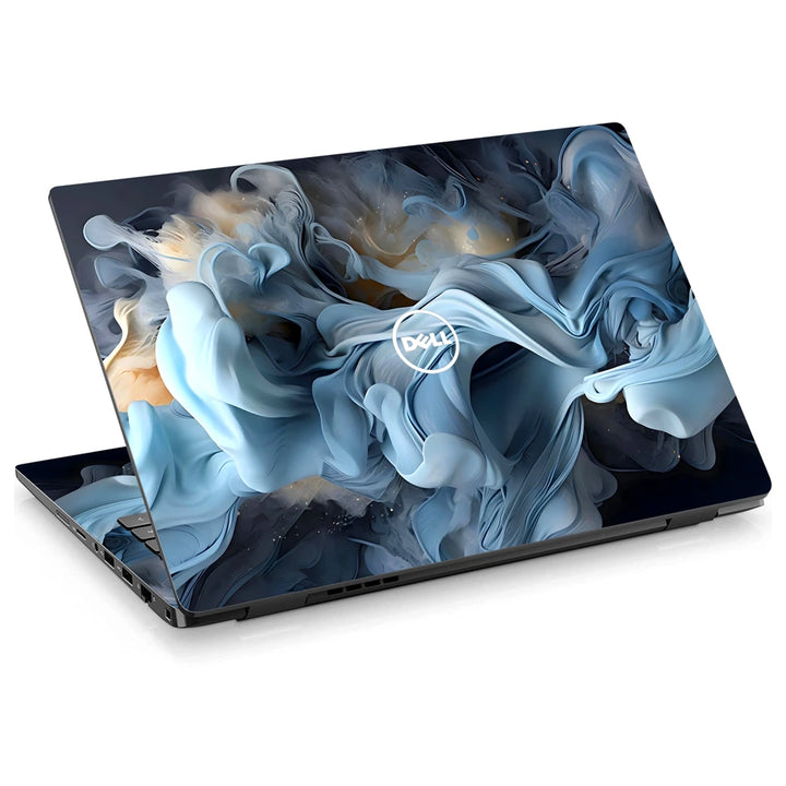 3M Material Textured Embossed Laptop Skin - Abstract Soft Blue Smoke Fluid Art