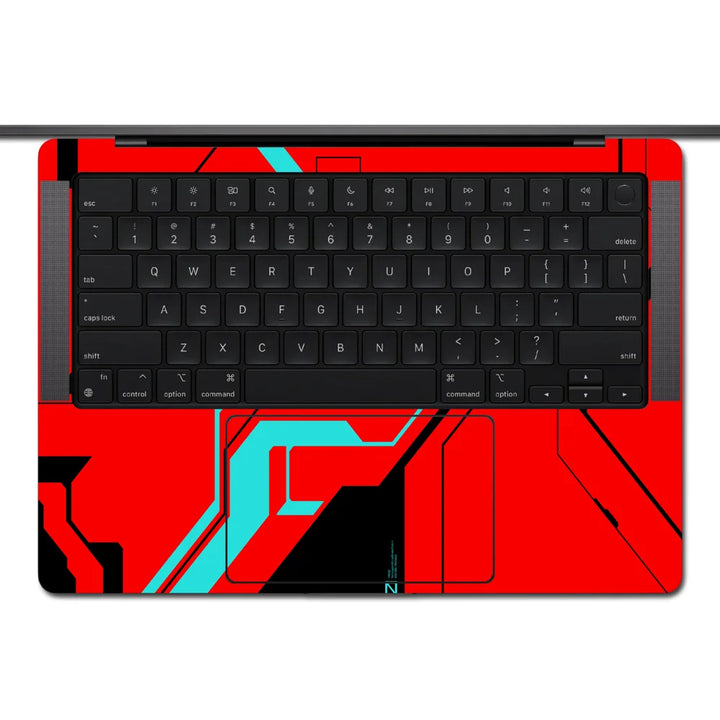 MacBook Laptop Skin - Abstract Red Teal Cyberpunk Grid