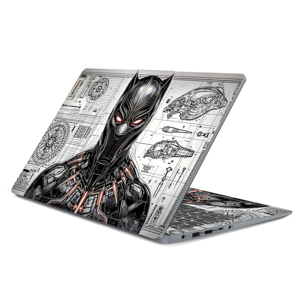 3M Material Textured Embossed Laptop Skin - Black Panther Suit Blueprint Tech