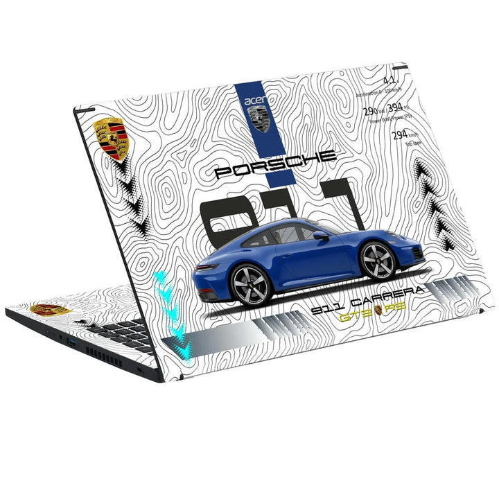 3D Embossed Laptop Skin - Porsche Blue 911 GT3