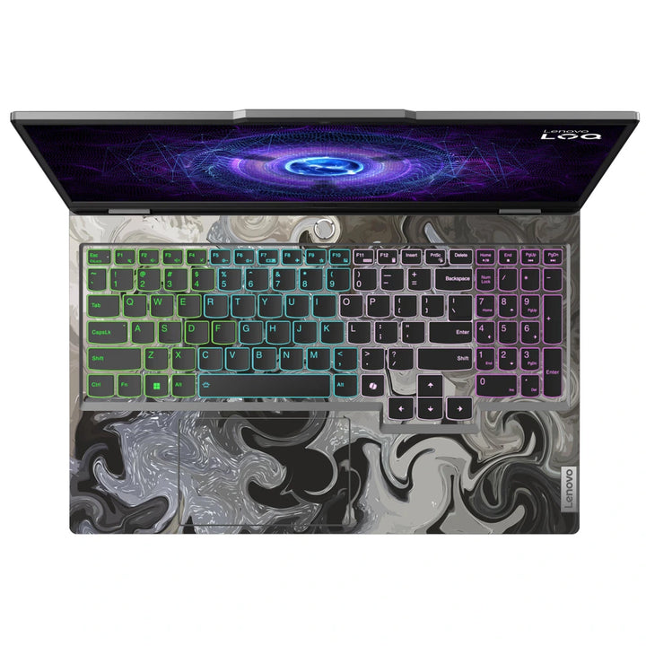 3M Material Textured Embossed Laptop Skin - Abstract Monochrome Black White Marble