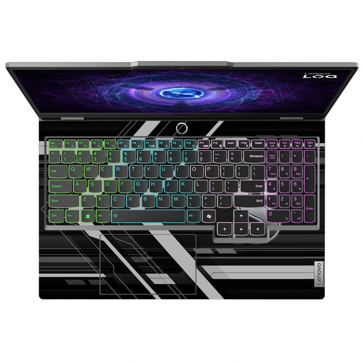 3M Material Textured Embossed Laptop Skin - Abstract Grey Racing Arrow Stripes