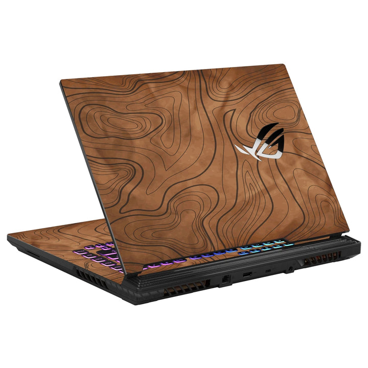 3M Material Textured Embossed Laptop Skin - Dark Natural Wood Grain Texture