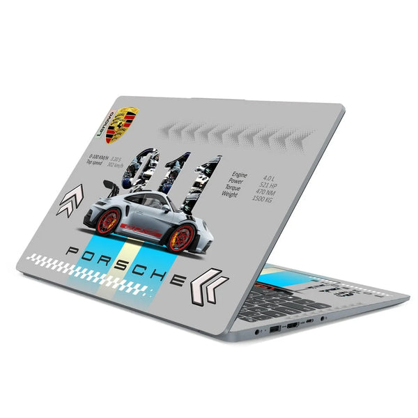 3D Embossed Laptop Skin - Porsche 911 GT3 Grey Art