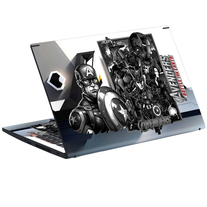 3M Material Textured Embossed Laptop Skin - Avengers Monochromatic Battle for Earth