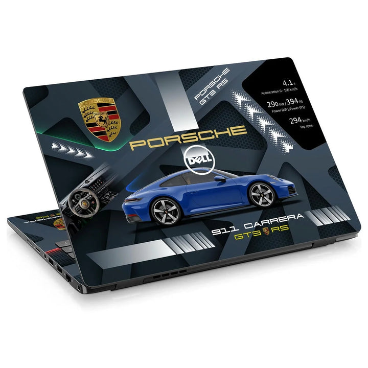 3D Embossed Laptop Skin - Porsche 911 Carrera Blue GT3 Art