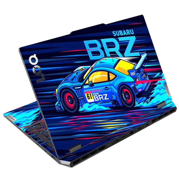 3M Material Textured Embossed Laptop Skin - Subaru BRZ Red Neon Cyberpunk Car
