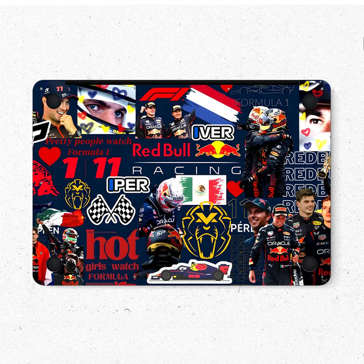 MacBook Laptop Skin - F1 Team Driver and Car Collage