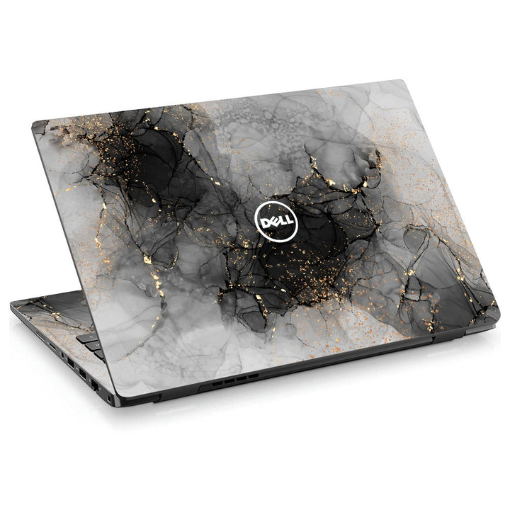 Dell Laptop Skin - Black Marble Gold Pattern