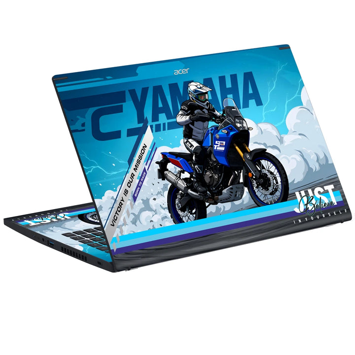 3M Material Textured Embossed Laptop Skin - Yamaha R1 Blue White Supersport
