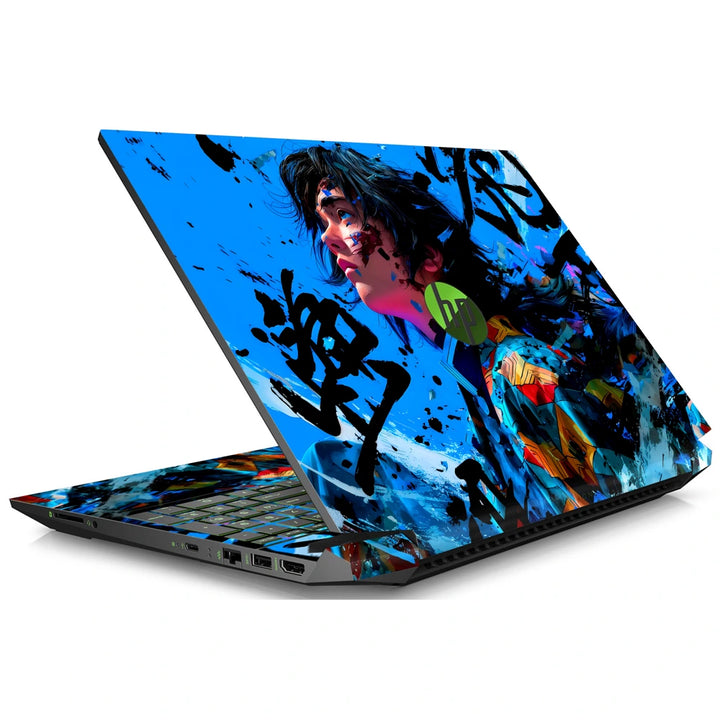 3M Material Textured Embossed Laptop Skin - Demon Slayer Blue Ink Grunge