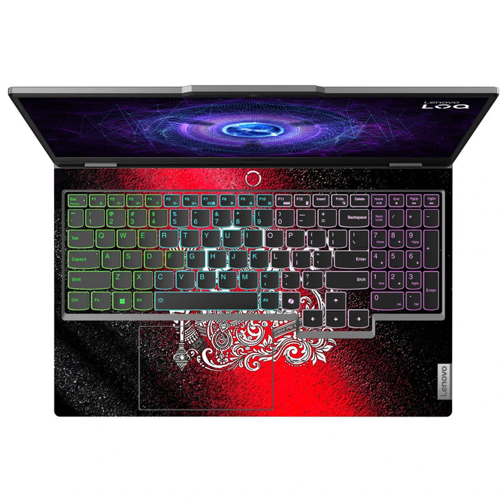 3M Material Textured Embossed Laptop Skin - Hanuman Red Grunge Folk Art