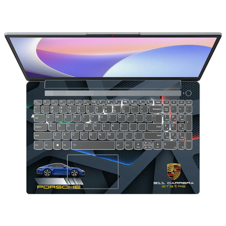 3D Embossed Laptop Skin - Porsche 911 Carrera Blue GT3 Art