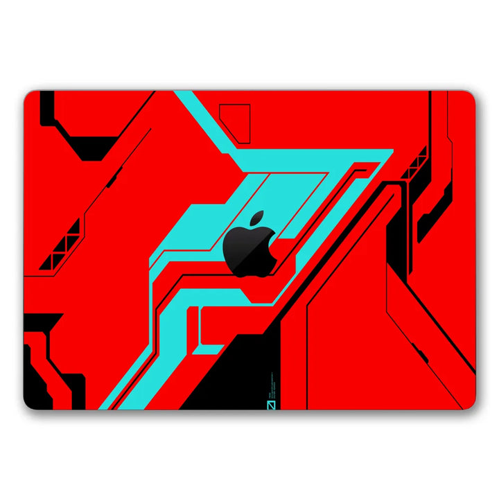 MacBook Laptop Skin - Abstract Red Teal Cyberpunk Grid