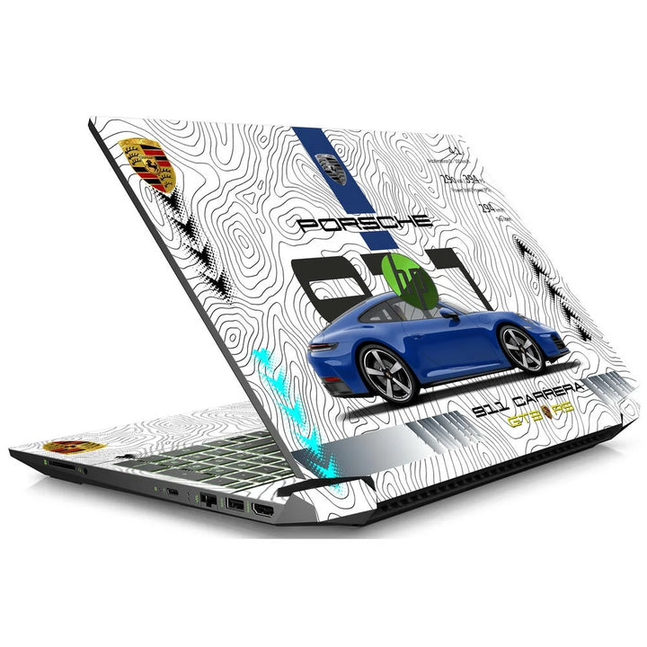 3D Embossed Laptop Skin - Porsche Blue 911 GT3