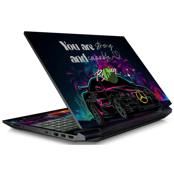 HP Laptop Skin - You are Strong and Capable Racing Neon Car