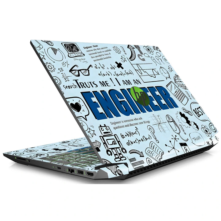 3M Material Textured Embossed Laptop Skin - I Am an Engineer Blueprint Doodle