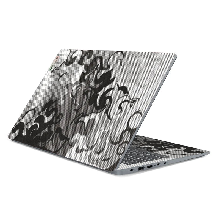 3M Material Textured Embossed Laptop Skin - Abstract Black White Marble Halftone