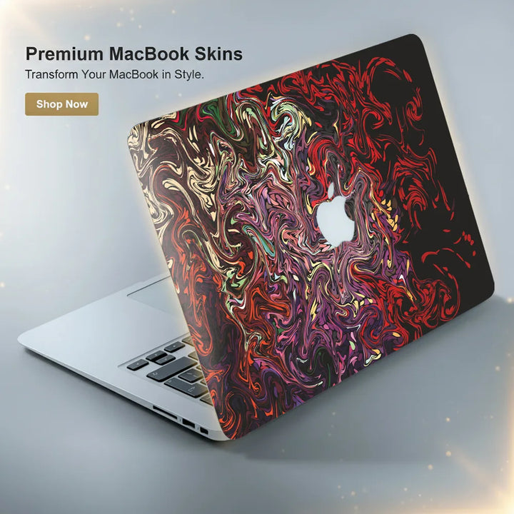 MacBook Laptop Skin - Abstract Dark Red Liquid Swirls