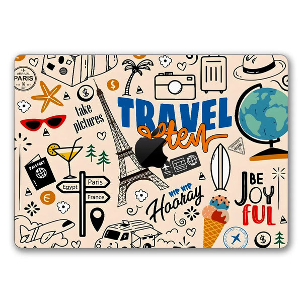 MacBook Laptop Skin - World Map Travel Doodle Sketch