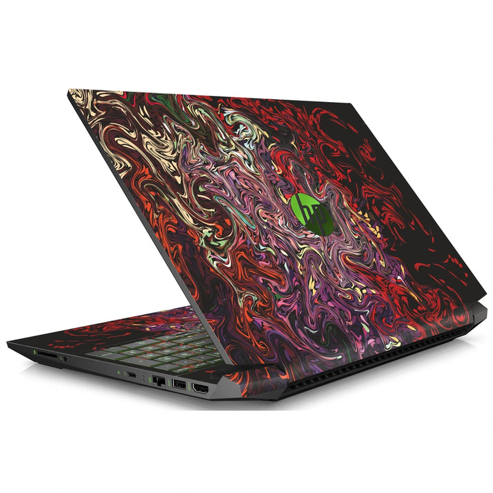 3M Material Textured Embossed Laptop Skin - Abstract Dark Red Liquid Swirls