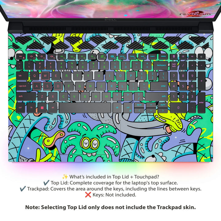 Dell Laptop Skin - Colorful Alien Chaos