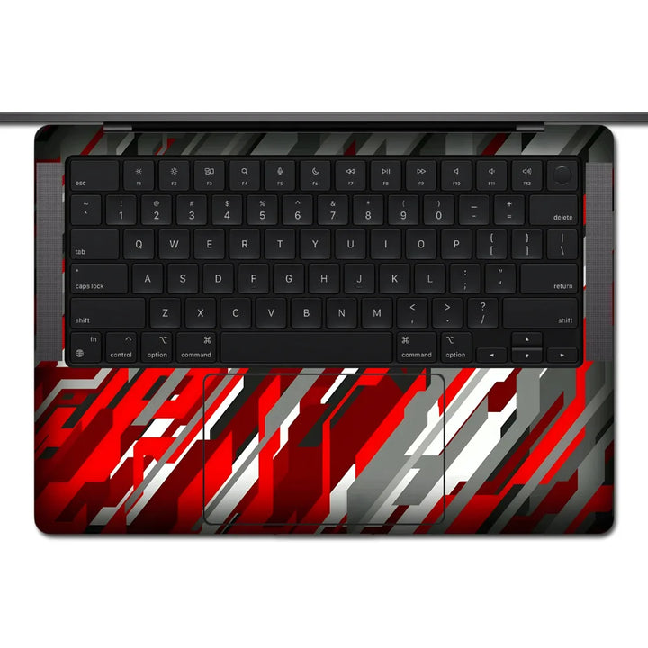MacBook Laptop Skin - Abstract Red White Geometric Racing