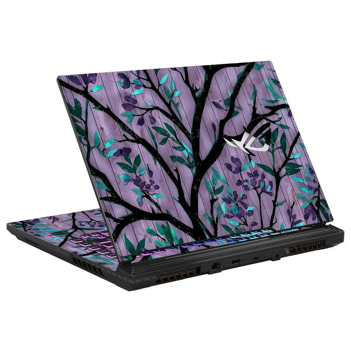 3D Embossed Laptop Skin - Purple Floral Branch Art
