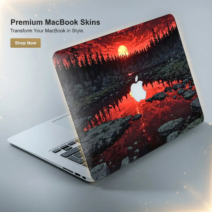MacBook Laptop Skin - Abstract Sunset Red Water Reflection
