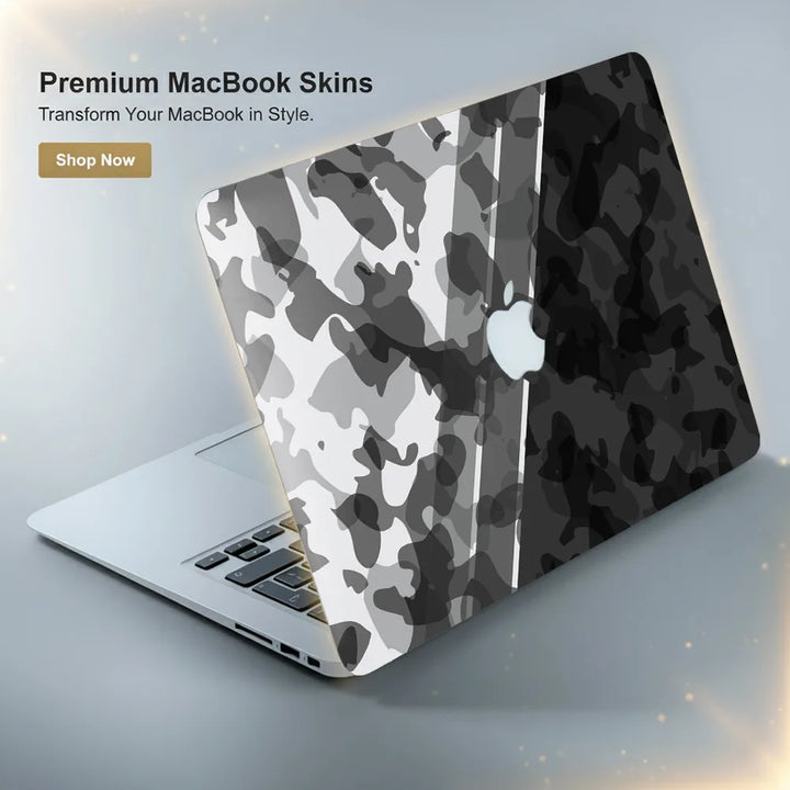 MacBook Laptop Skin - Digital White Grey Geometric Camo