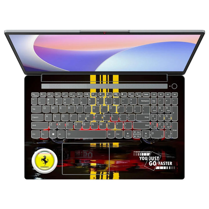 3D Embossed Laptop Skin - Ferrari Speed Machine Red