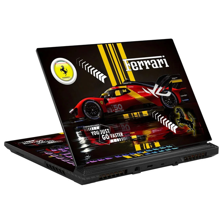 3D Embossed Laptop Skin - Ferrari Speed Machine Red