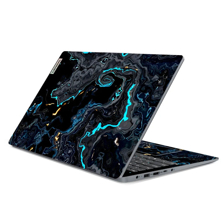 3M Material Textured Embossed Laptop Skin - Abstract Dark Blue Gold Marble Texture